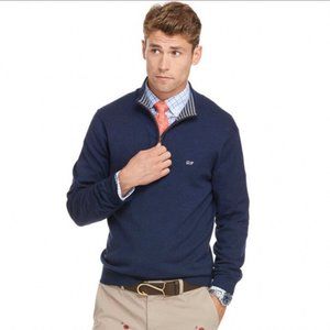 Vineyard Vines Navy Blue Cotton 1/4-Zip Sweater